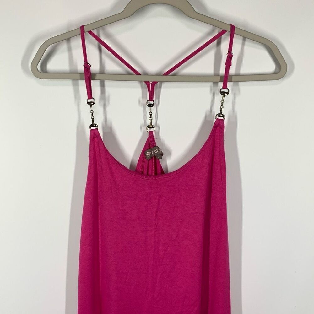 Ocean Blue Women's Spaghetti Strap Tank Top Swim Cover Up PinkβSize large